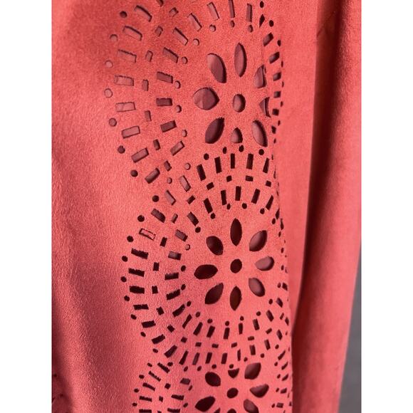 Ariat Faux Suede Jacket Womens Size XXL Rust Fringe Cutout Concert Rodeo Western - Picture 3 of 9